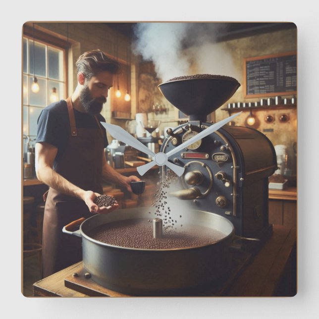 Reloj Cuadrado Coffee Roaster (Anverso)