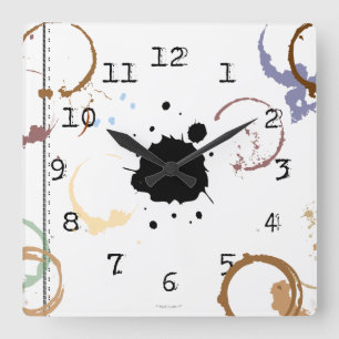 Reloj Cuadrado Coffee Stain Grungy Typewriter Wall Clock