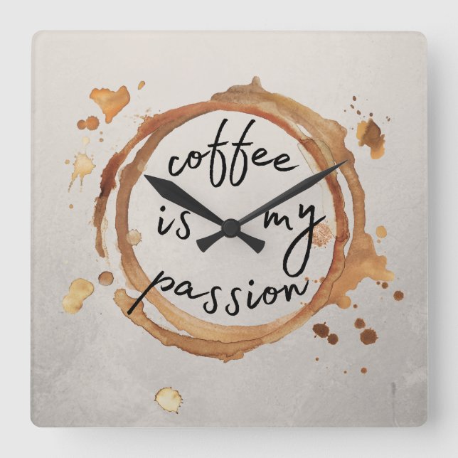 Reloj Cuadrado coffee stains (Anverso)