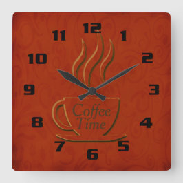 Reloj Cuadrado Coffee Time Hermosa Cocina