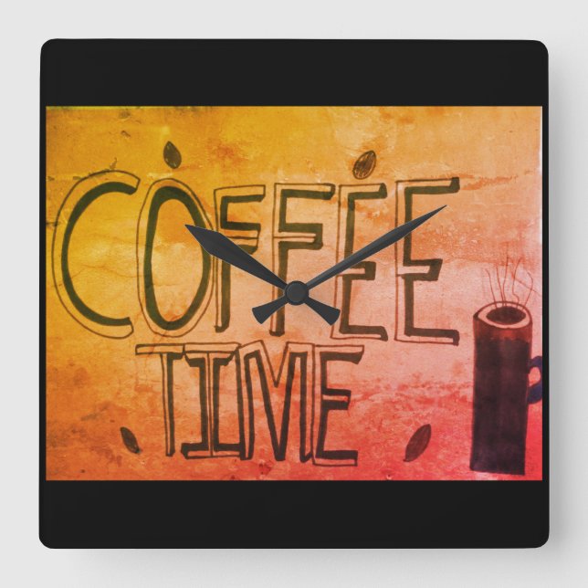 Reloj Cuadrado Coffee Time Wall Clock (Anverso)