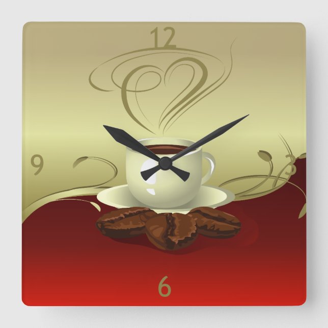 Reloj Cuadrado Coffee Time Wall Clock (1) (Anverso)