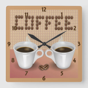 Reloj Cuadrado Coffee Wall Clock