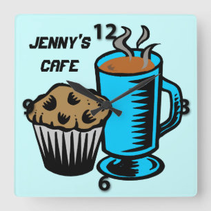 Reloj Cuadrado Coffee with Muffin Square Wall Clock