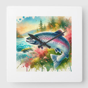 Reloj Cuadrado Coho salmon 180724AREF119 - Watercolor