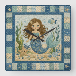 Reloj Cuadrado Colcha de Sirena Bonita