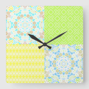 Reloj Cuadrado Colcha de tejido ornamental retro vintage