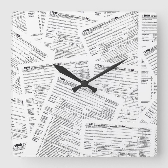 Reloj Cuadrado Colección de formularios de impuestos 1040 del IRS (Anverso)