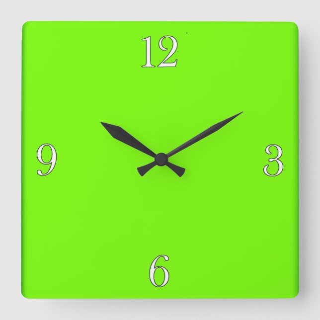 Reloj Cuadrado Colección Retro Fluoro Lime-Green (Anverso)