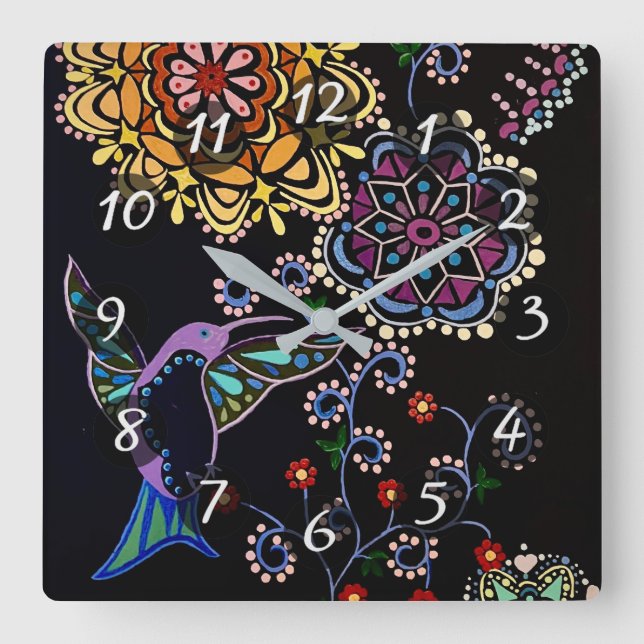 Reloj Cuadrado Colibrí (Anverso)