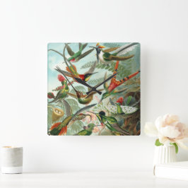 Reloj Cuadrado Colibríes de Ernst Haeckel, árboles de los pájaros