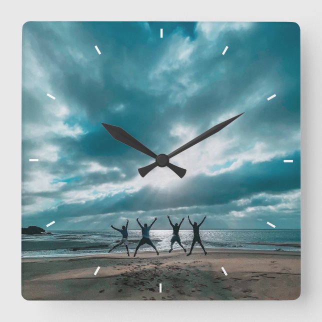 Reloj Cuadrado Collage de fotos de la familia Rustic Pictures (Anverso)