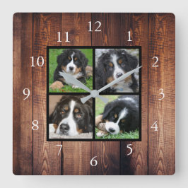 Reloj Cuadrado Collage de fotos de personalizado de familia de ma