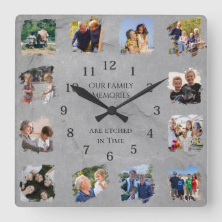 Reloj Cuadrado Collage de fotos de recuerdos familiares Regalo pa