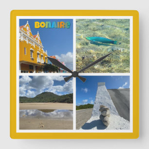 Reloj Cuadrado Collage de fotos Escenario Bonaire