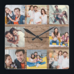 Reloj Cuadrado Collage de fotos familiar personalizado Madera Rus<br><div class="desc">Familia personalizado 8 - Collage de fotos sobre un fondo rústico de madera "shiplap" marrón. Gran regalo personalizado para el Día del Padre, el Día de la Madre, o como regalo para las abuelas y los abuelos por cumpleaños o vacaciones familiares. Actualiza con tus 8 fotos favoritas y esto será...</div>