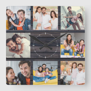 Reloj Cuadrado Collage de fotos familiar personalizado Moda moder