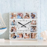 Reloj Cuadrado Collage de fotos Personalizado de madera gris blan<br><div class="desc">Crea fácilmente tu propio reloj de pared de madera blanca y elegante estilo personalizado con tus fotos personalizados. Para obtener los mejores resultados,  recortar las imágenes a cuadrado - con el punto de enfoque en el centro - antes de subir.</div>