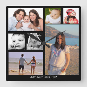 Reloj Cuadrado Collage de fotos Personalizado De Una Especie