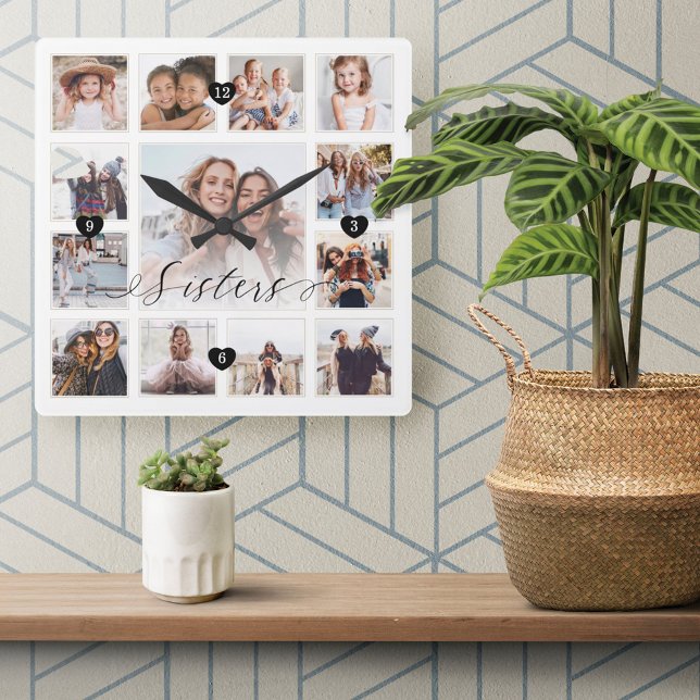 Reloj Cuadrado Collage de la cuadrícula de fotos de la familia de (Subido por el creador)