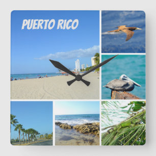 Reloj Cuadrado Collage natural de San Juan, Puerto Rico