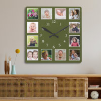 Collage Personalizado de 12 Fotos Verde Musgo