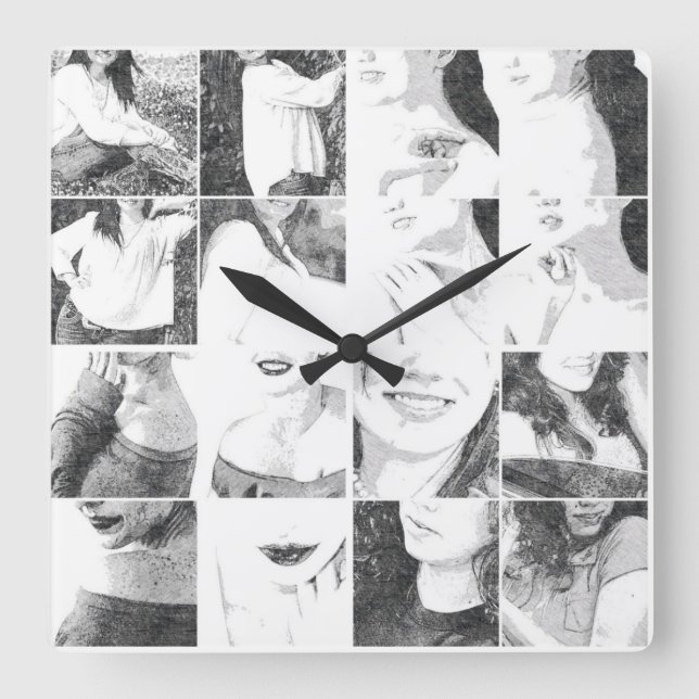 Reloj Cuadrado Collage sin rostro (Anverso)