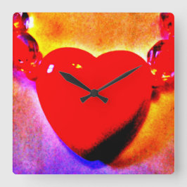 Reloj Cuadrado Collar de Corazón Rojo