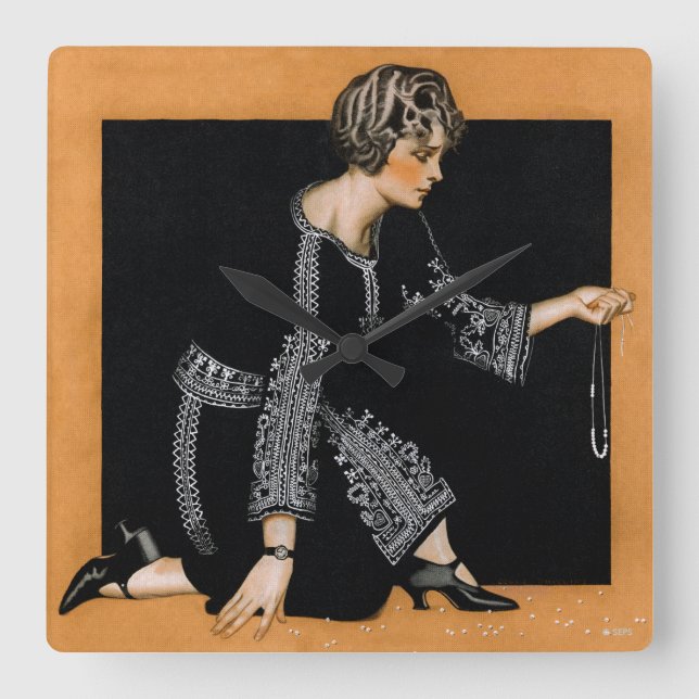 Reloj Cuadrado Collar de la Perla rota (Anverso)