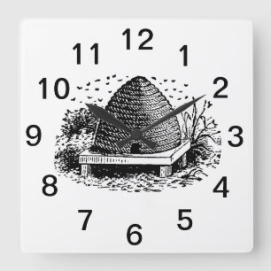 Reloj Cuadrado Colmena y Abejas #1 Heraldico Vintage