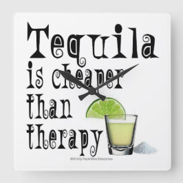 RELOJ CUADRADO COLOQUES DE PARED, TEQUILA ES MÁS BARATA QUE LA TE