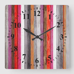 Reloj Cuadrado Color de época Madera Aspecto #6