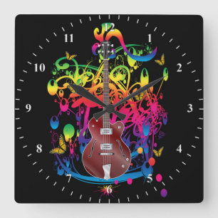 Reloj Cuadrado Color de la guitarra del bajo