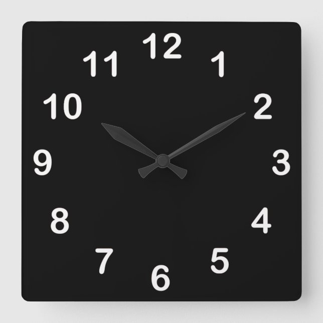 Reloj Cuadrado Color sólido: negro (Anverso)