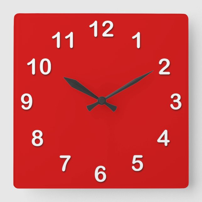 Reloj Cuadrado Color sólido: Rojo (Anverso)