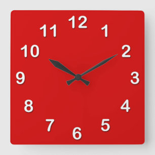 Reloj Cuadrado Color sólido: Rojo