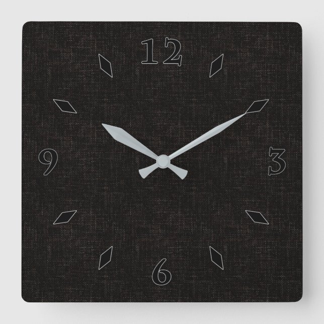 Reloj Cuadrado Color sólido texturizado negro (Anverso)