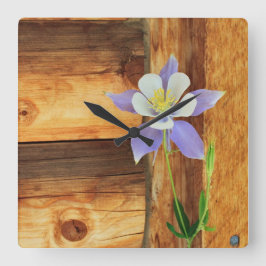 Reloj Cuadrado Colorado Columbine y madera