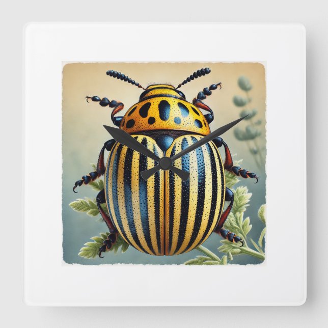 Reloj Cuadrado Colorado potato beetle 240624IREF130 - Watercolor (Anverso)