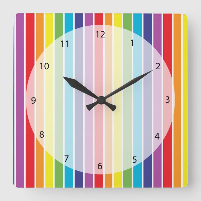Reloj Cuadrado Colores arcoiris (Anverso)