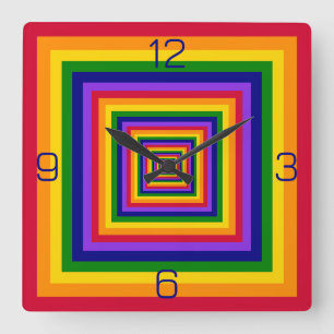 Reloj Cuadrado Colores arcoiris Combinación / Mezcla de cuadrados