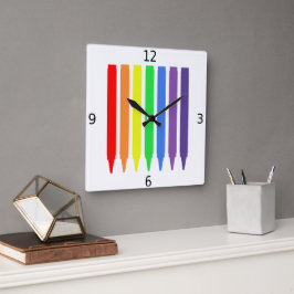 Reloj Cuadrado Colores arcoiris de cera, simple, moderno