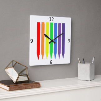 Reloj Cuadrado Colores arcoiris de cera, simple, moderno