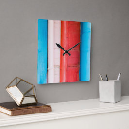 Reloj Cuadrado Colores caribeños - abstracto