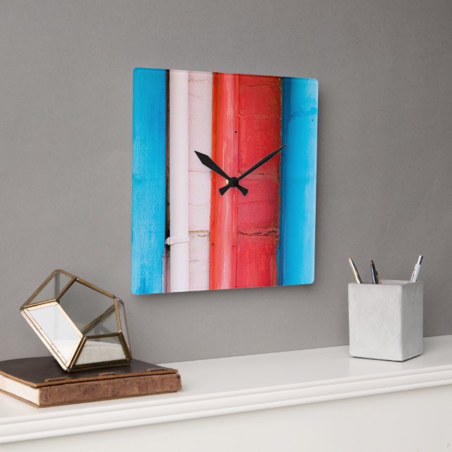 Reloj Cuadrado Colores caribeños - abstracto (Oficina)