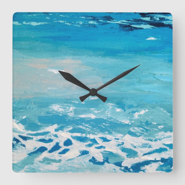 Reloj Cuadrado Colores de agua pintados (Anverso)