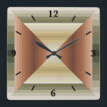 Reloj Cuadrado Colores De Arte De Patrón Marrón, Verde Y Tan Raya<br><div class="desc">Reloj cuadrado de pared, decoración de arte de pared y decoración de mobiliario de casa accesorio impreso con colores de marrón, verde y tan rayado diseño de arte y selecto colección de productos de TheFabricSeal en Zazzle.com #ZazzleMade Horizontal y Vertical rayas de línea de patrón repeticiones geométricas a través de...</div>