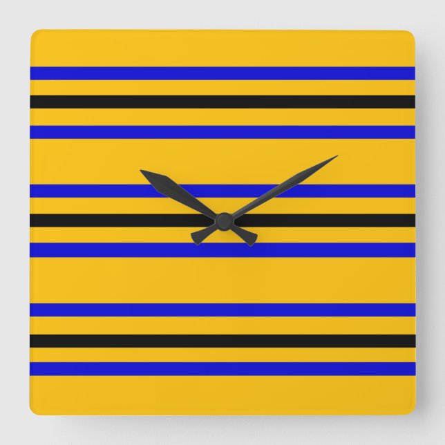 Reloj Cuadrado Colores de bandera de Barbados (Anverso)