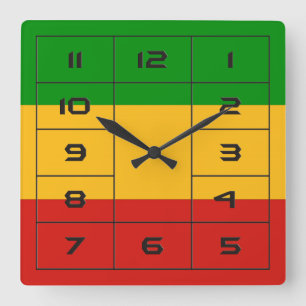 Reloj Cuadrado COLORES DE BANDERA RASTAFARI + tus ideas