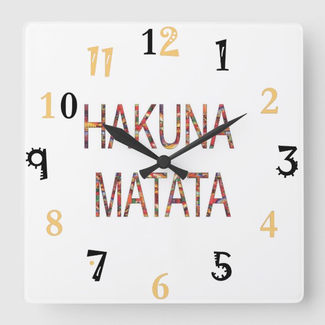 Reloj Cuadrado Colores de cosecha africanos Hakuna Matata regalo  (Anverso)
